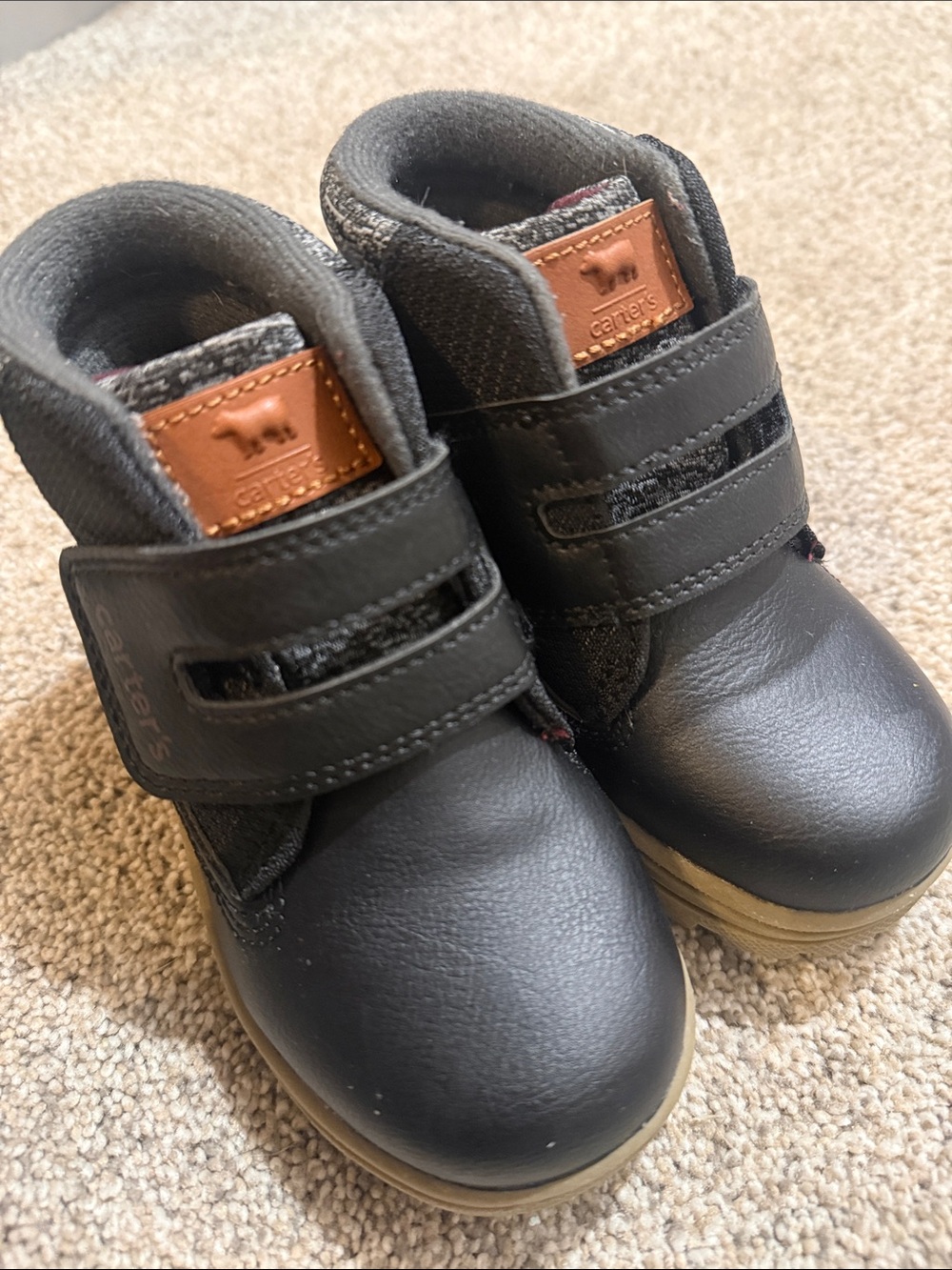 Carter's Black and Tan Accent Toddler Boots with Double Straps